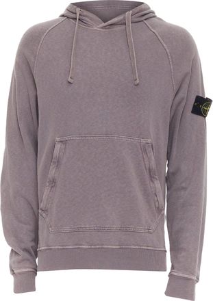 Stone Island purple dust treatment washed grey purple cotton hoodie M
