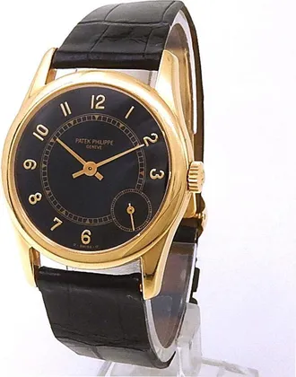 Patek Philippe Pre-owned Patek Philippe Calatrava Automatic Black Dial Mens Watch 5000J