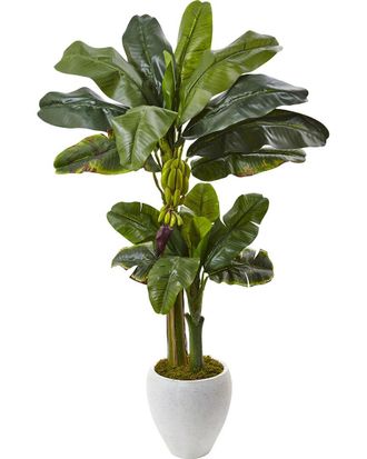 Nearly Natural 5Ft Double Stalk Banana Tree In Planter
