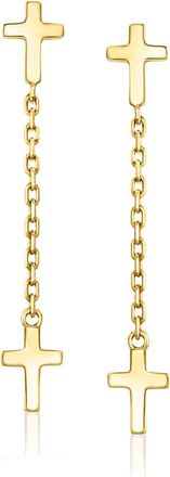 Ross-Simons Italian 10kt Yellow Gold Cable-Chain Cross Drop Earrings