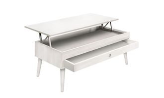 HOGAR 24 Mesa centro elevable caj&oacute;n deslizante madera maciza color blanco