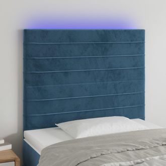 vidaXL Cabecero Con Luces Led Terciopelo Azul Oscuro 80x5x118/128 Cm Vidaxl