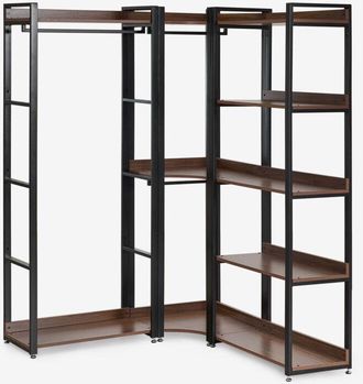 Sklum Armario Modular Abierto Esquinero De 3 Piezas Con Perchero En Acero Y Madera Ariaster Sklum