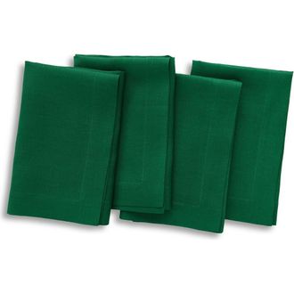 Solino Home Linen Dinner Napkins Set of 4, 20 x 20 Inch for Dining Table, Holiday and Everyday Table Decor - Fete in Christmas Green at Nordstrom