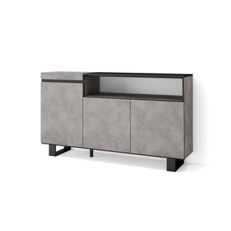 Skraut Home Aparadores Para Sal&oacute;n, Gran Capacidad De Almacenaje, 150x87x35cm, 3 Puertas, Dise&ntilde;o Industrial, Estilo Moderno, Gris Cemento - Skraut Home