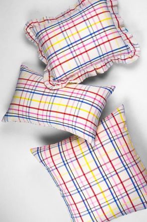Archive New York Vera Plaid Handwoven Cotton Throw Pillow in White at Nordstrom, Size 12X20