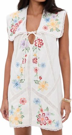 Free People Willow Emb Mini Dress In Ivory