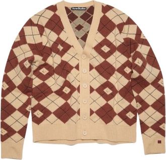 Acne Studios Biscuit Beige | Dieprode Gebreide Cardigan - Dames - Vesten - Rood - M - Wol - Truien & Vesten
