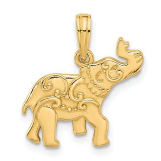 Diamond2Deal 14k Yellow Gold Polished Fancy Elephant Charm Pendant