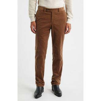 Jack Victor Palmer Brown Flat Front Cotton Stretch Corduroy Pants in Camel at Nordstrom Rack, Size 38