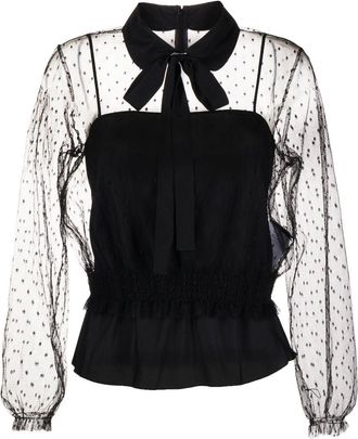 Red Valentino polka dot transparent blouse - women - Polyester - 46 - Black