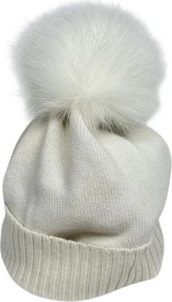 D.exterior Geribbelde wollen muts met omslag - Dames - Hoeden - Beige - ONE Size - Wol - Accessoires