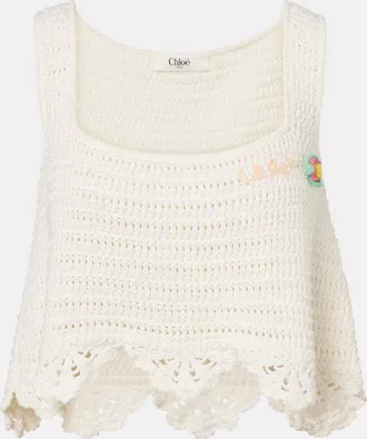 Chlo&eacute; Chlo&eacute; Crochet scalloped cotton top