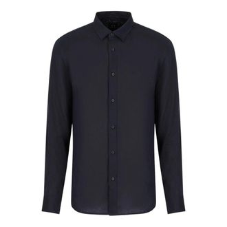 A|X Armani Exchange Overhemd - Heren - Zakelijke Overhemden - Blauw - XL - Katoen - Overhemden