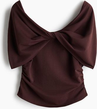 H&M Off-Shoulder-Top mit Twistdetail - Brown
