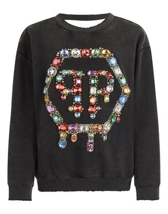 Philipp Plein Open Back Sweatshirt Hexagon Stones