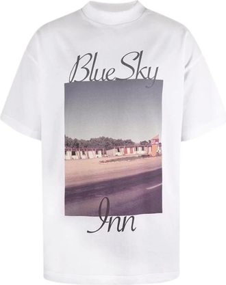 Blue Sky Inn Katoenen T-shirt met bedrukt ontwerp - Heren - T-shirts - Wit - M - Katoen - Tops