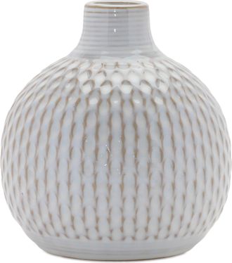 Melrose International Notched Ceramic Bottle Vase (Set of 4) - Gray