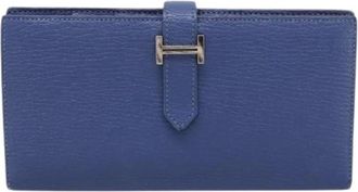 Herm&egrave;s Pre-owned Leather Wallet - Dames - Vintage Accessoires - Blauw - ONE Size - Leer - Vintage