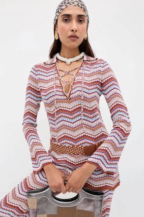 Rixo Brody Cotton-Knit Top In Maria Chevron