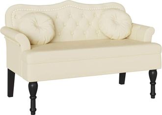 vidaXL Banco Chesterfield Crema 120.5 X 65 X 75 Cm Cuero Sint&eacute;tico Vidaxl