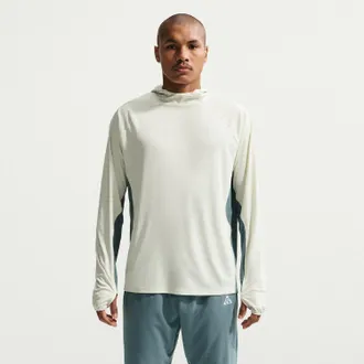 Nike Mens ACG Solar Chase Dri-FIT UV Long-Sleeve Hooded Top Gray Xxxl