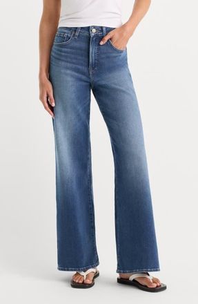 Good American Soft-Tech Good Waist Frayed High Waist Wide Leg Palazzo Jeans in Indigo1233 at Nordstrom, Size 10