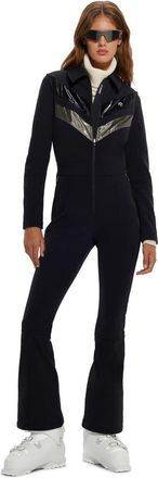 HUGO BOSS Womens Collared Neck Long Sleeve Solid Patterned Skisuit in Black - Size 12 UK