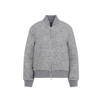PESERICO Grey Textured Mock Collar Jacket