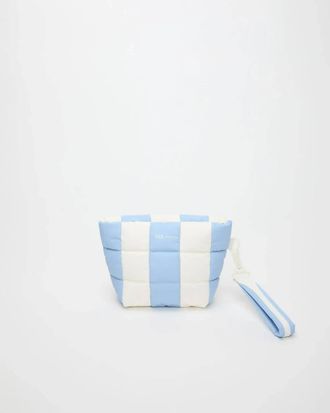 VeeCollective Womens Porter Clutch Bag In Cerulean Marshmallow Stripes