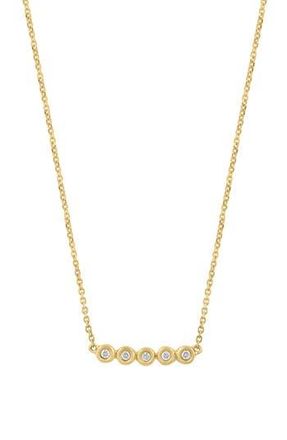 Effy 14K Gold Plated Sterling Silver Diamond Bar Pendant Necklace at Nordstrom Rack, Size 18
