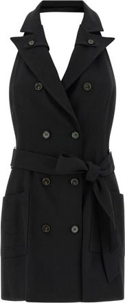 Elisabetta Franchi Gabardine Mini Jurk - Dames - Korte kleedjes - Zwart - L - Leer - Kleedjes
