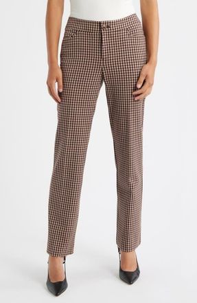 Anne Klein Houndstooth Boot Leg Pants in Light Coffee Multi at Nordstrom, Size 8