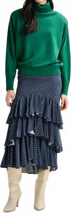 Essentiel Ilana Tiered Ruffle Midi Skirt In Black