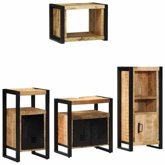 vidaXL Juego De Muebles De Ba&ntilde;o 4 Uds. Marr&oacute;n Y Negro Vidaxl
