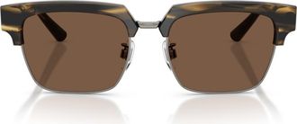 Dolce & Gabbana 54mm Square Sunglasses in Striped Brown /Brown at Nordstrom