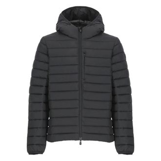 Save The Duck Down Jackets, male, Black, Size: 3XL Black Padded Quilted Jacket Hooded