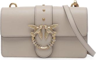 Pinko Love One Mini New Buckle - Dames - Schoudertassen - Beige - ONE Size - Leer - Tassen