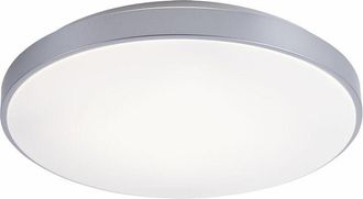 ETC Shop Plafoniera LED telecomando soggiorno plafoniera luce diurna dimmerabile da soffitto, CCT, metallo argento, 24W 1800lm 2700-6500K, DxH 50,5x8 cm