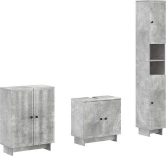 vidaXL Juego De Armarios De Ba&ntilde;o De 3 Piezas Ede Gris Hormig&oacute;n Vidaxl