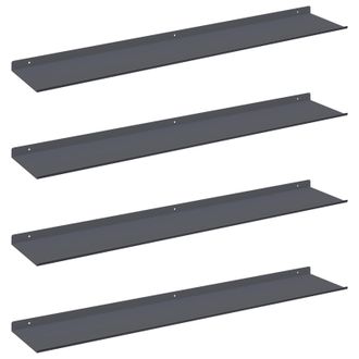 vidaXL Estante Flotante 4 Pcs Antracita 100 X 18 X 2,5 Cm Acero Vidaxl
