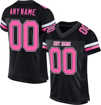 Generic Custom American Football Jersey for Men Women Youth Personalised Athletic Mesh Football Shirt with Name Number Retro Striped Short Sleeves Breathable 