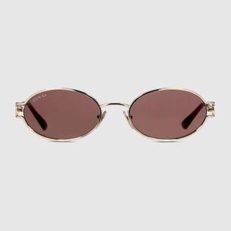 Gucci Rectangular-frame Sunglasses, Gold
