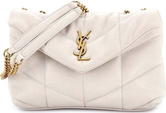 Saint Laurent Beige Quilted Sheep Leather Loulou Puffer Shoulder Bag Mini (Authentic Pre-Loved)