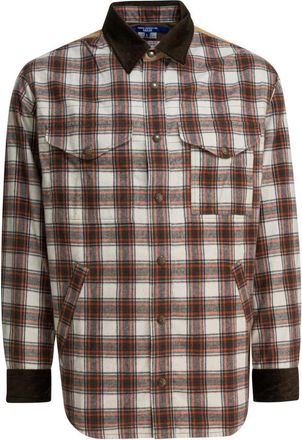 Junya Watanabe Jassen, Heren, Bruin, XL, Katoen, Plaid Werkshirt Jas