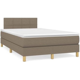 vidaXL Cama Box Spring Con Colch&oacute;n Tela Gris Taupe 120x190 Cm