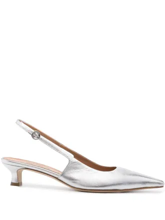 Aeyde Catrina 35mm metallic-leather pumps - Grey