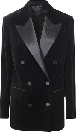 Golden Goose Dubbelrijige fluwelen blazer - Dames - Blazers - Zwart - XS - Katoen - Jassen