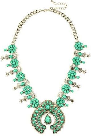 Eye Candy Los Angeles Green Blossom Turquoise Statement Necklace in Darksilver at Nordstrom Rack