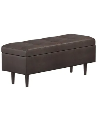 Simpli Home Shay 48in Mid Century Modern Rectangular Storage Ottoman